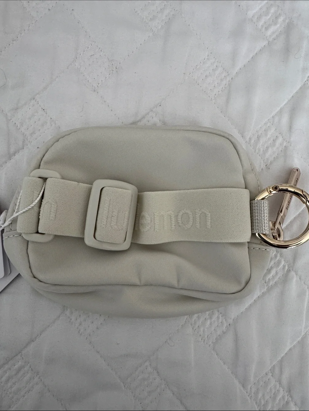 lululemon athletica Cream Zip Cosmetic Pouch with Gold Accent